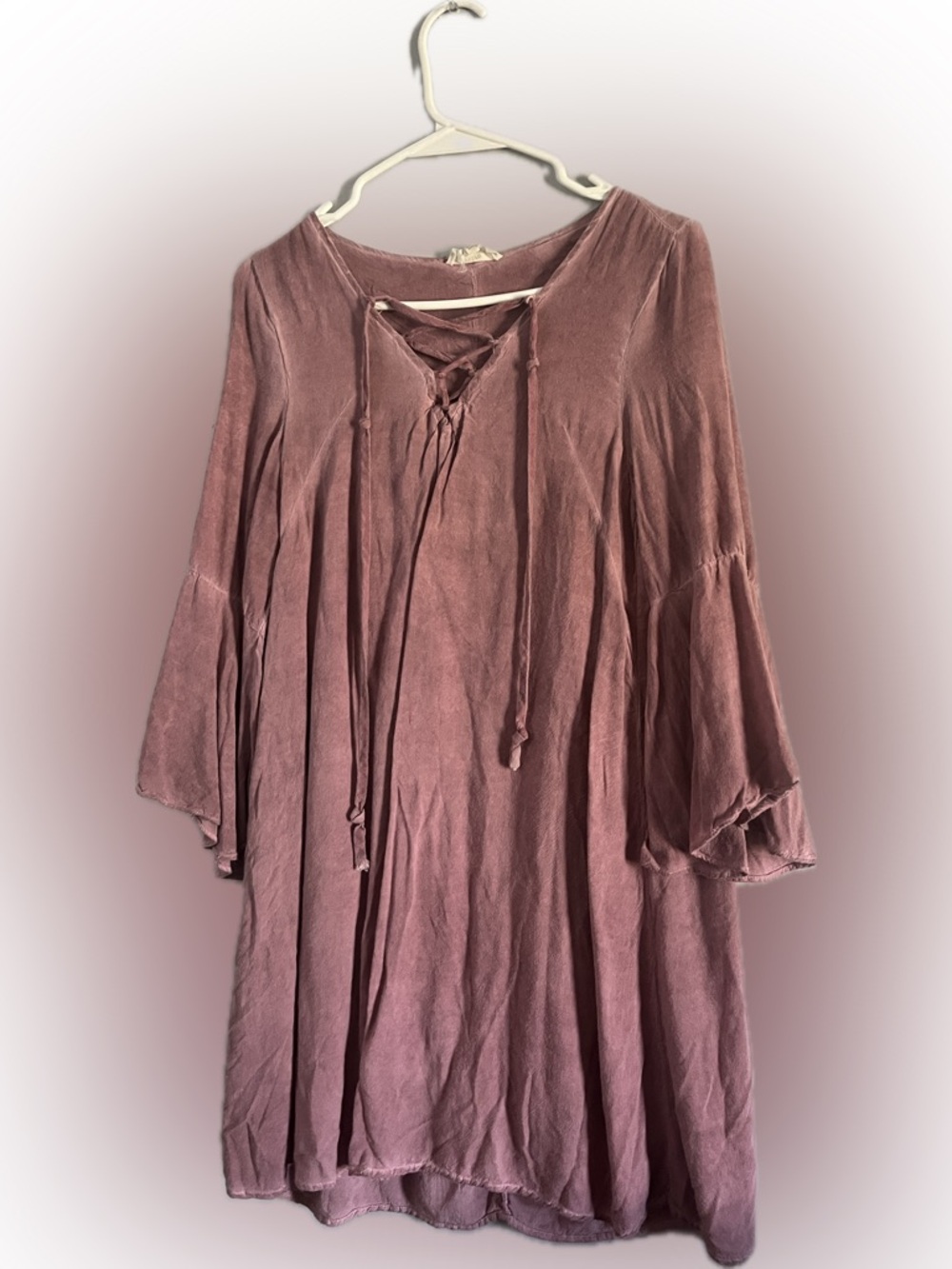 entro Dusty Mauve Lace-Up Peasant Tunic